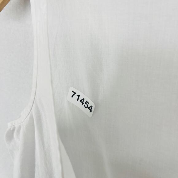 EILEEN FISHER Tank Top S Organic Cotton Voile Sheer Smocked Shell White - Picture 15 of 15